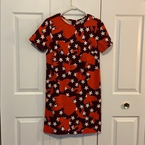 Sz4 Boden Easy Shift Dress Mulled Wine Starry Bird